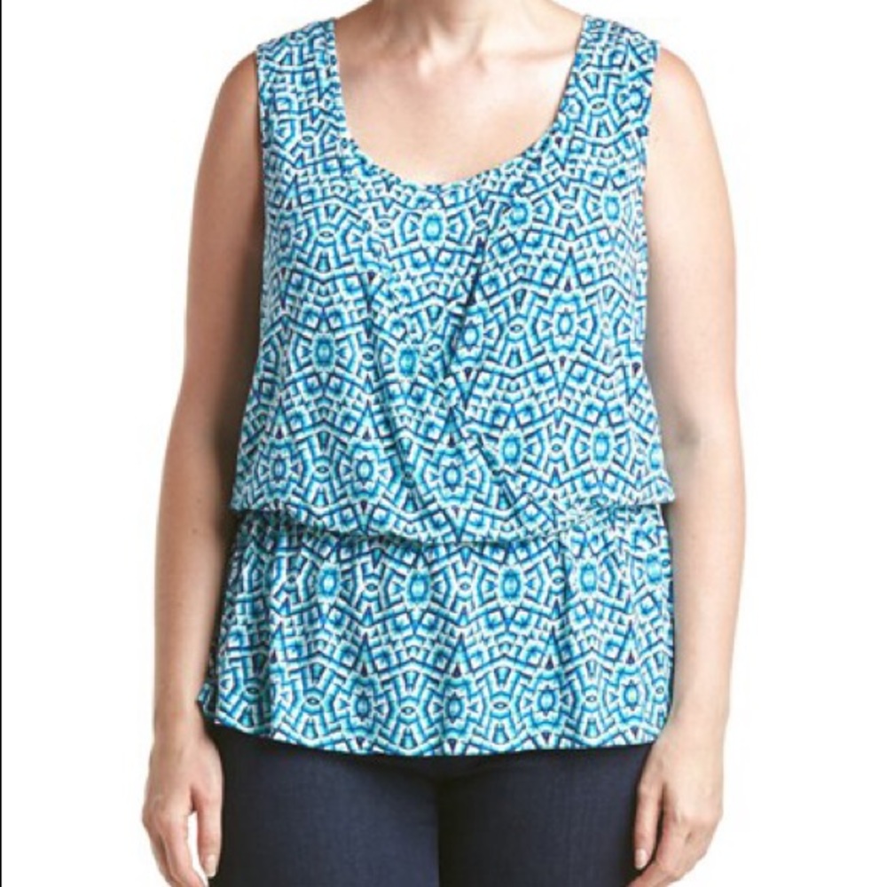 NWT Tart Shondi Blue Blouse Top Mosaic Plus Size
